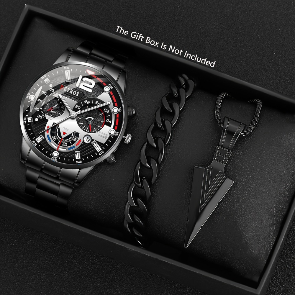 Best Jewelry Watches For Men - 3 teile/satz Mode herren Uhr Schwarz